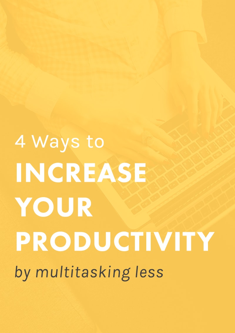 4 Ways to Increase Your Productivity Without Multitasking. Did you know multitasking could be hurting your productivity by 40%?! These tips will set you back on the right track and help you form better, more productive habits.