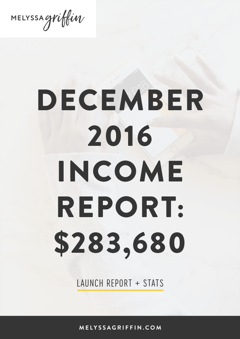 Income + Launch Report from female entrepreneur, Melyssa Griffin